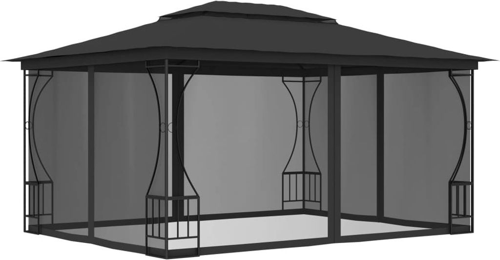 The Living Store Pavillon mit Netz 300x400x265 cm Anthrazit