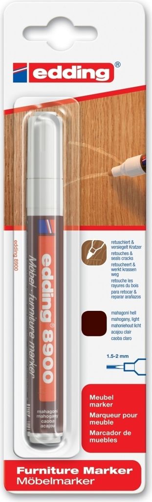 Edding -Filz -Tip EDDing 8900 Möbel um 1,5-2 mm Mahagoni | Blasen Sie ein 1 Stück | 5 Stücke