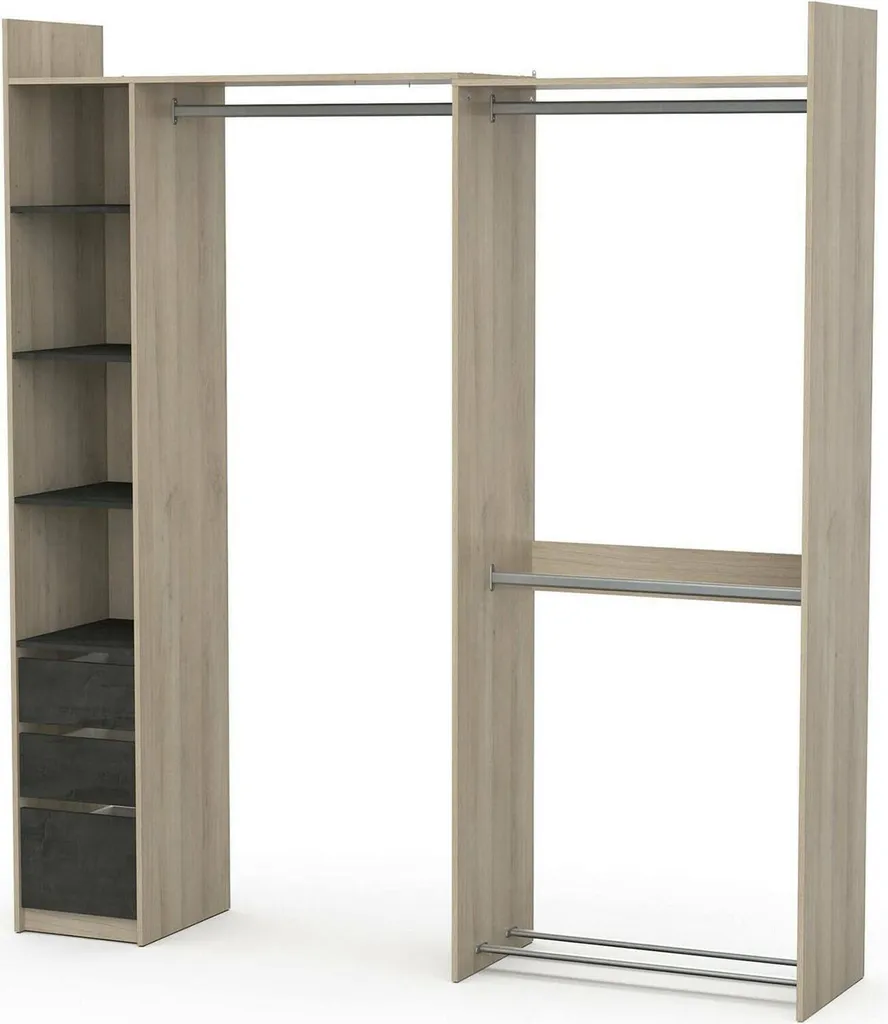 Battuda Garde-robe Grande 200x218h Chêne Marron avec 3 Tiroirs Spacieux