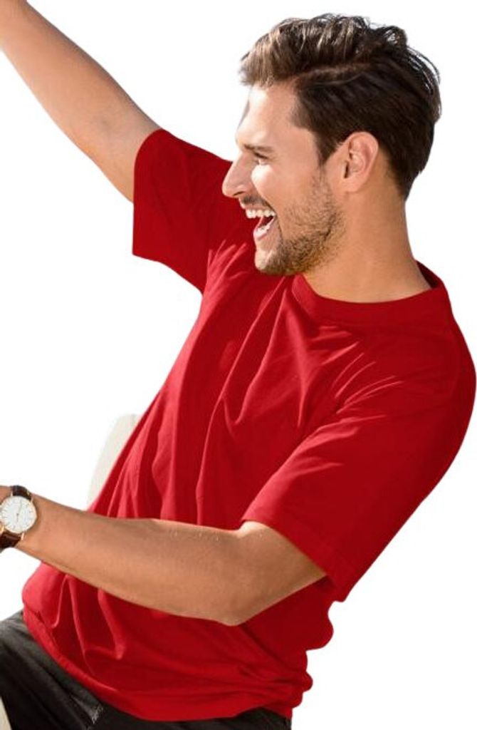 Uni-T-Shirt aus Baumwolle, 100% Baumwolle, unbedruckt, einfarbig, 160g/m2, Farbe rot, Größe L