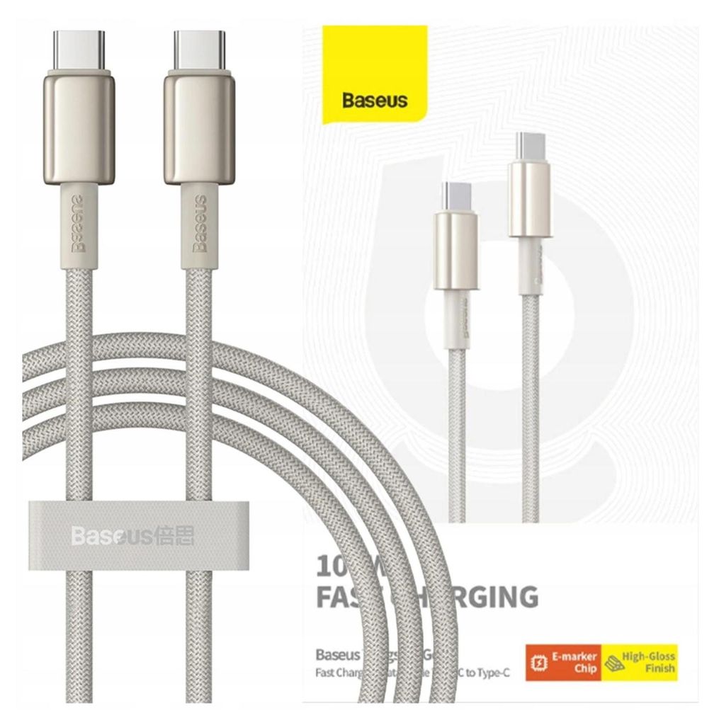 USB-C to USB-C Cable Baseus Tungsten Gold, 100W, 5A, 1m, Image du produit 