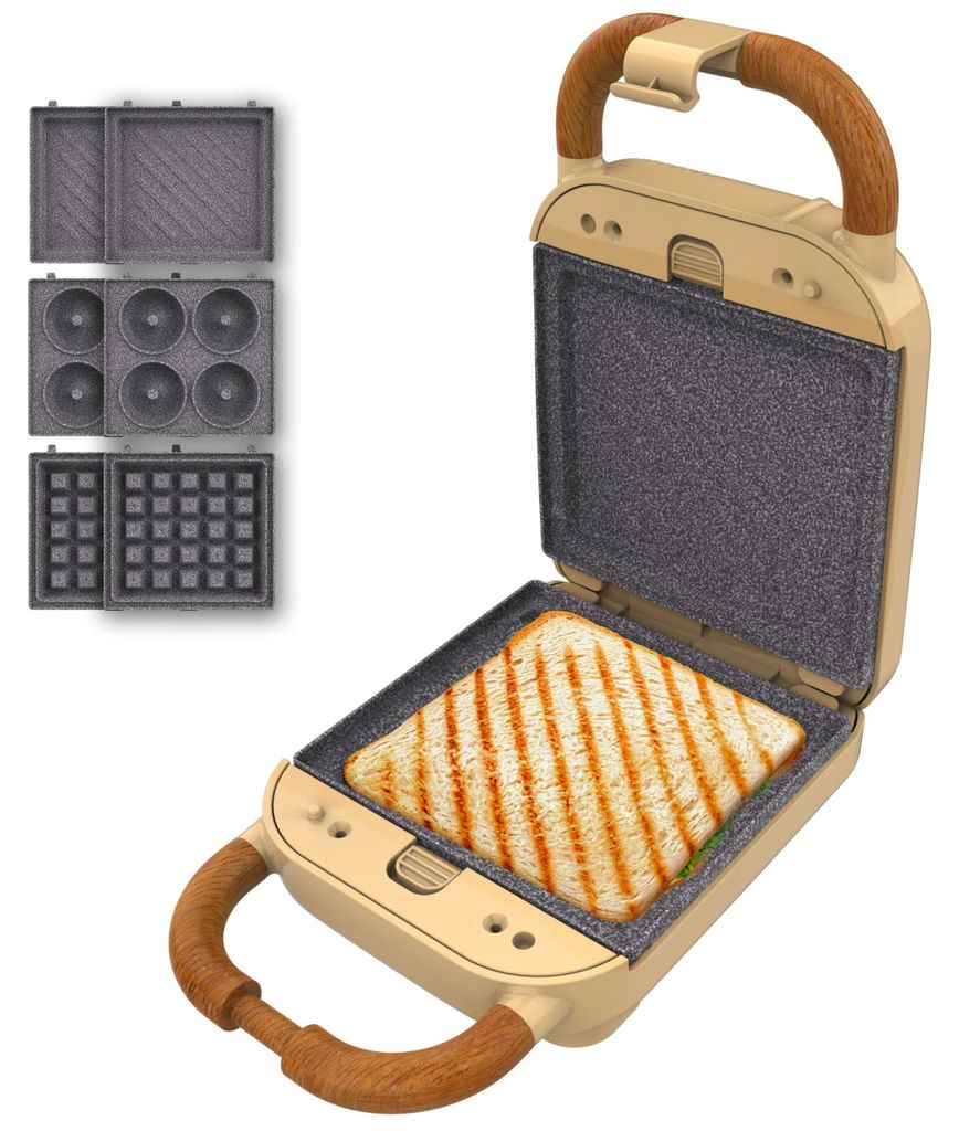 Cecotec Sandwichmaker Rock'nToast Retro One Giallo Immagine del prodotto 