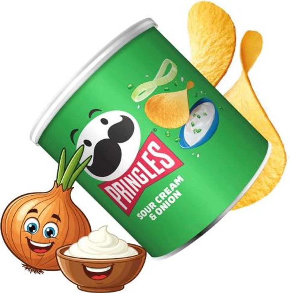 Pringles Sour Cream und Onion mit Sauerrahm und Produktbild 