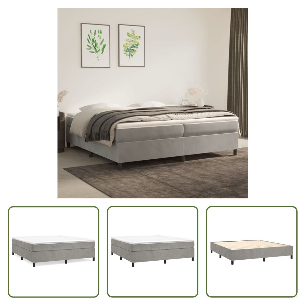 The Living Store Bettgestell Hellgrau 200x200 cm Samt