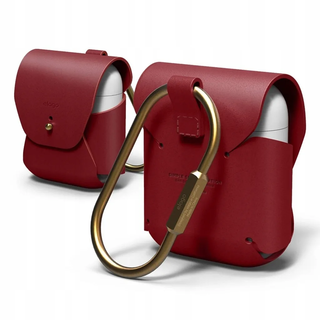 Étui AirPods 1 et 2 Elago en Cuir Véritable Rouge - Protection Chic