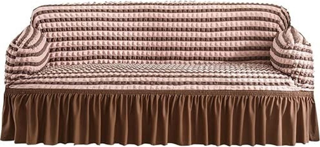 Seersucker Sofa Hoes met Zoom voor 1-4 zitplaatsen, machinewasbare Sofa beschermer (Coffee Mix, 90-140CM)