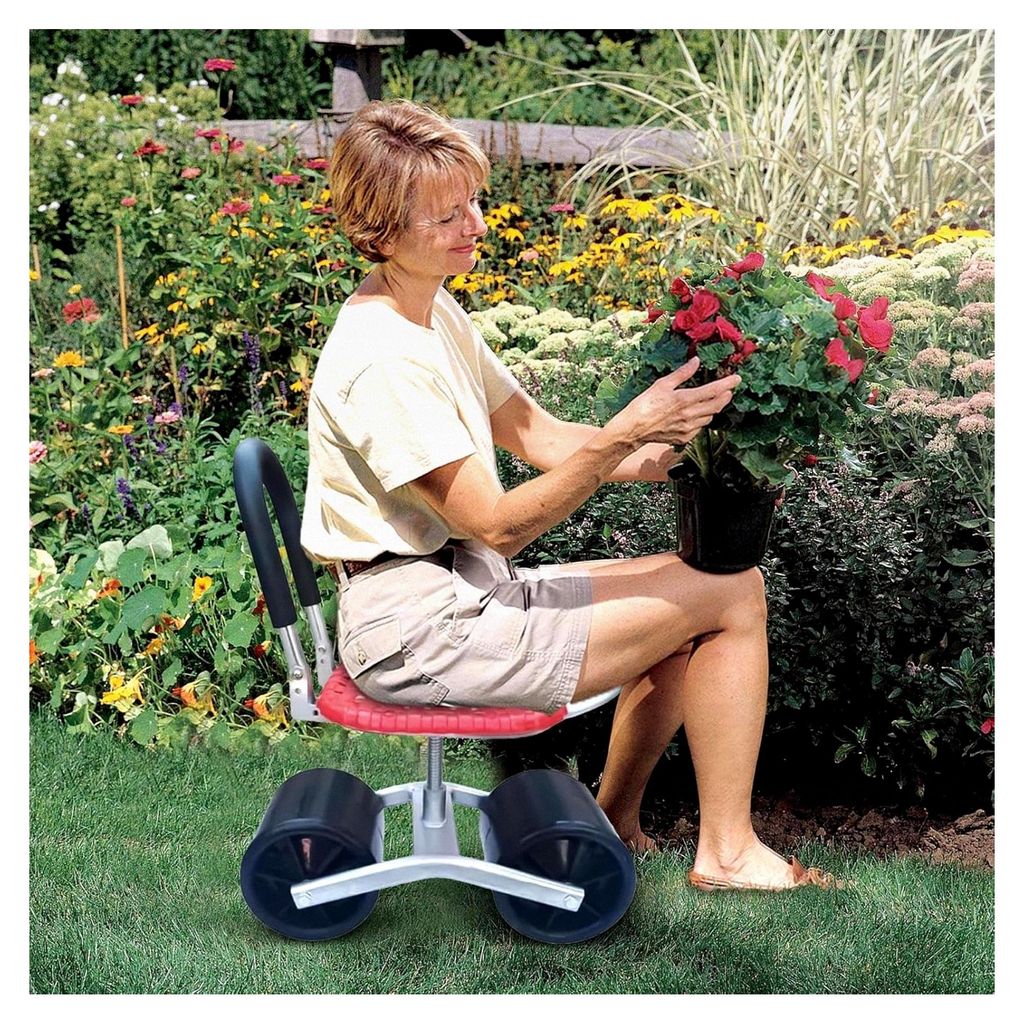 Rollbarer Gartensitz mit Rollen | Höhenverstellbarer, drehbarer Gartenhocker für die Gartenarbeit