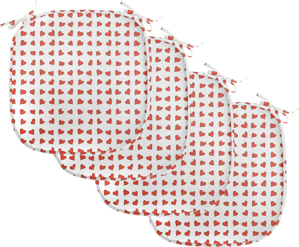 ABAKUHAUS 4 Cuscini per Sedie 40x40 Arancio Impermeabili con Lacci