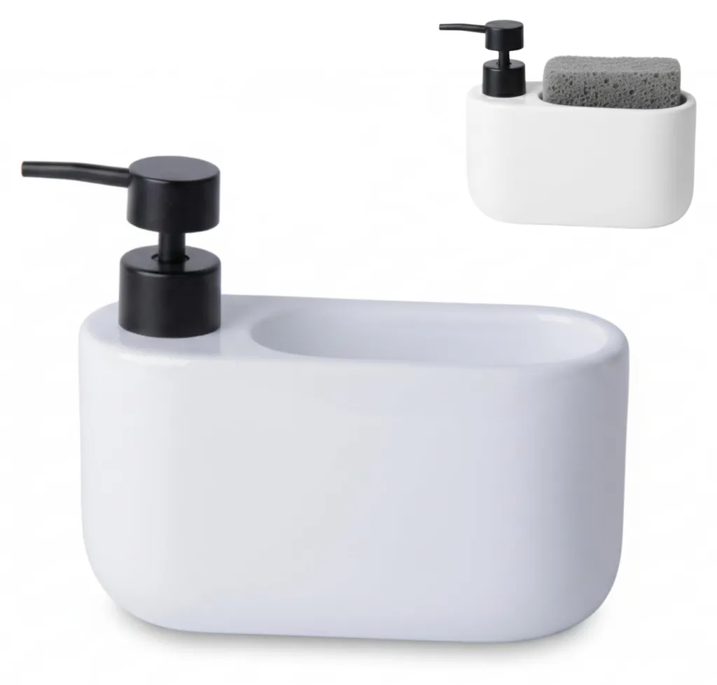 Organisateur d'évier avec distributeur de savon Curve céramique blanc