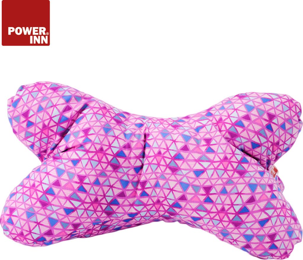 POWER INN Leseknochen | Rosa mit Muster | Nackenkissen | Reisekissen