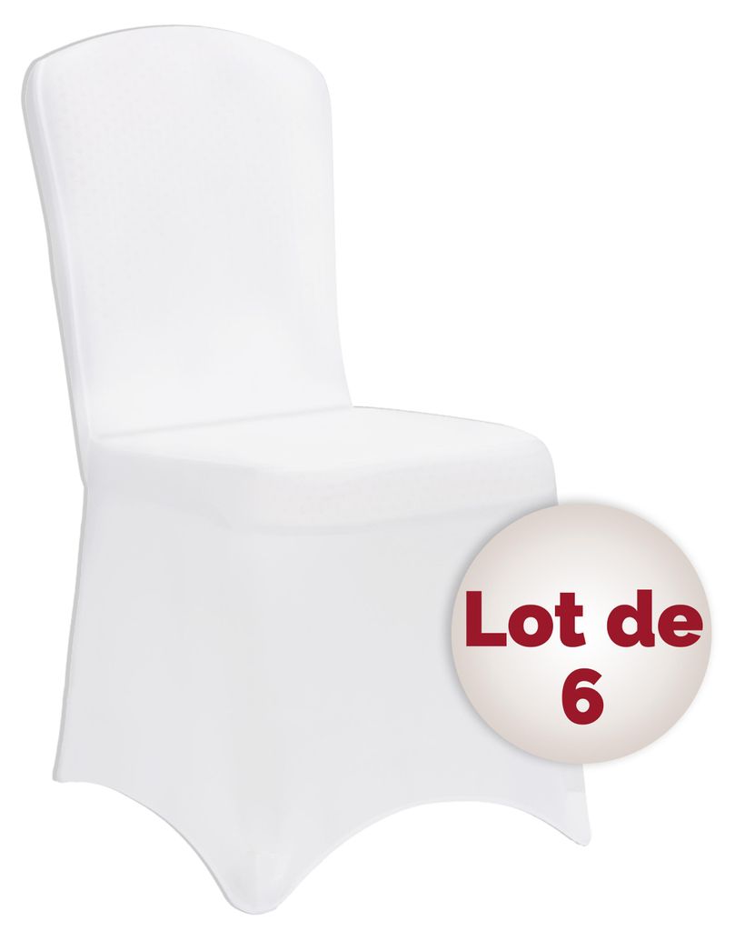 DETEX® 6x Housse de chaise blanche tissu stretch opaque Image du produit 