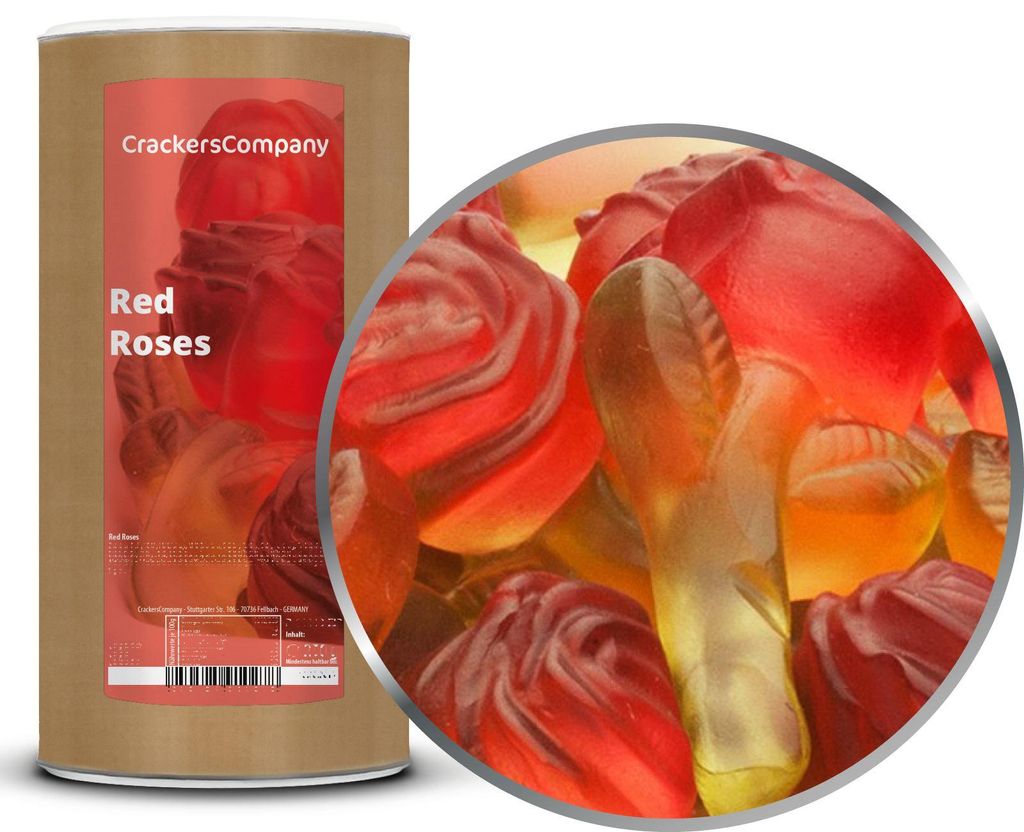 CrackersCompany Rosen-Fruchtgummi (Red Roses), Membrandose 1,05 kg