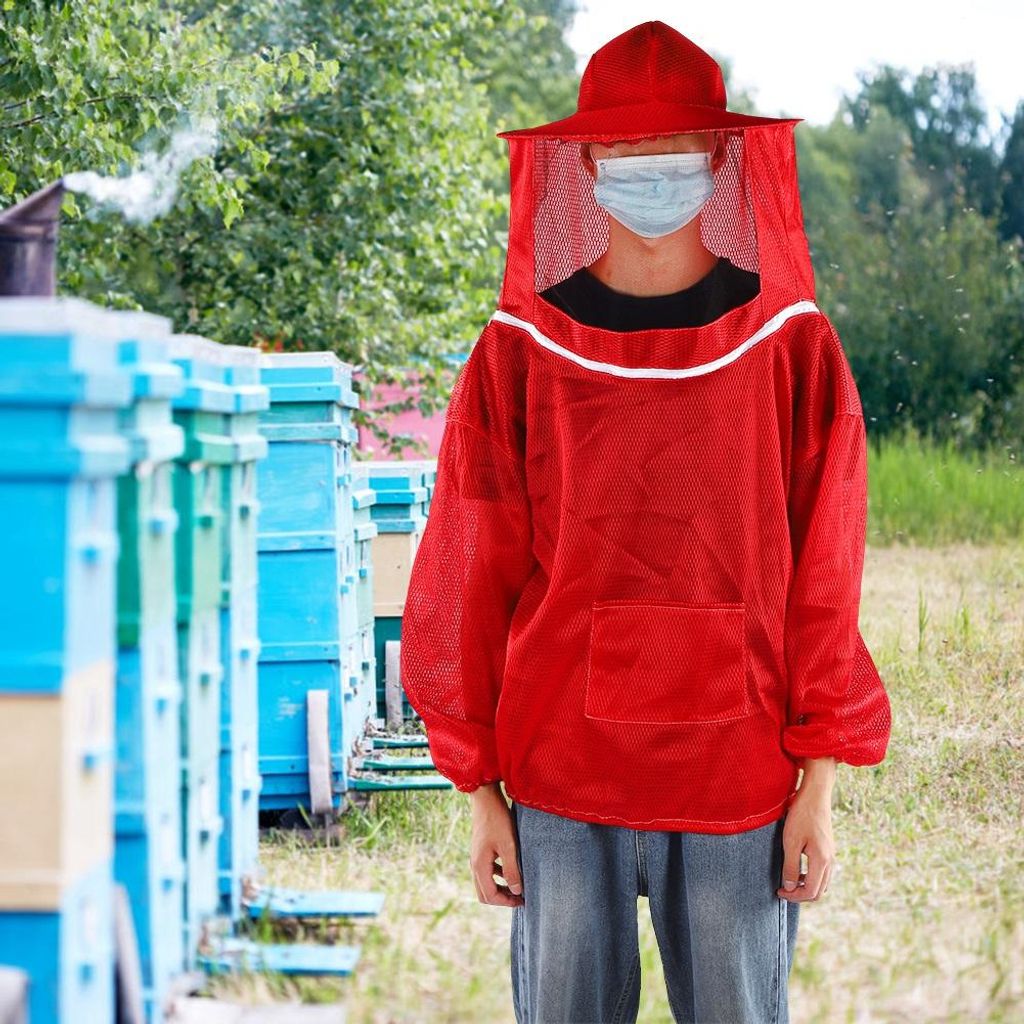 Imkerwerkzeug Professionelle Imkerei Schutzjacke Imker Schleier Anzug SmockRed