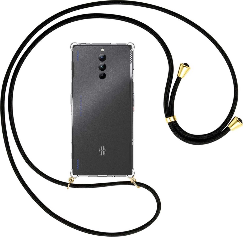 Handykette Backcover-Schutzhülle mit Band (Metall goldfarben) für ZTE nubia Red Magic 8S Pro (6.8'') - schwarz