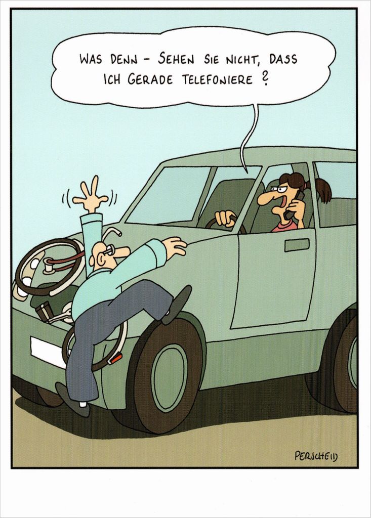 Cartoon-Postkarte Martin Perscheid "Was denn - sehen Sie nicht, dass ich ..."