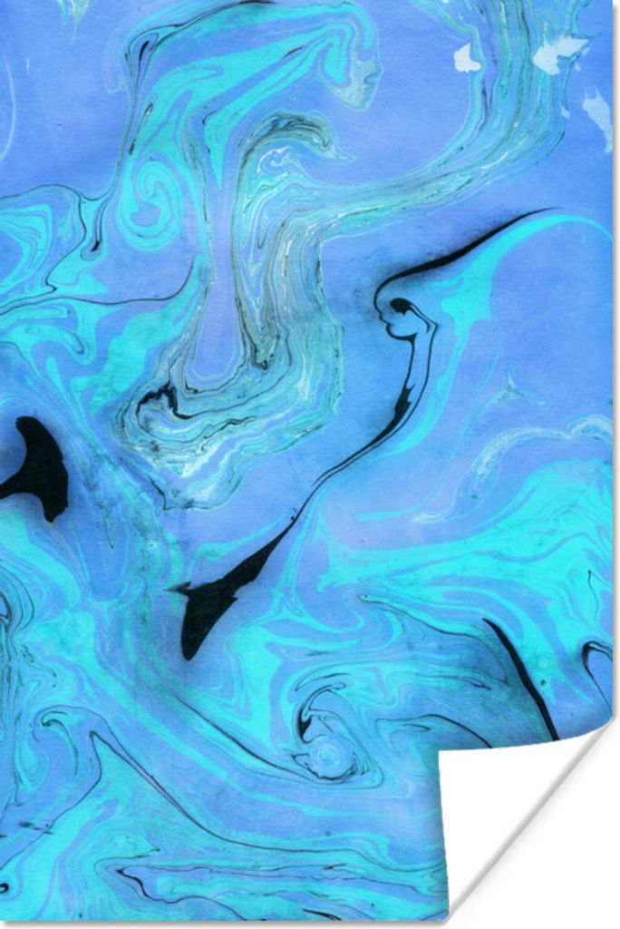 MuchoWow Poster Achat - Blau - Stein 40x60 cm - Plakate für die Wand - Poster Babyzimmer