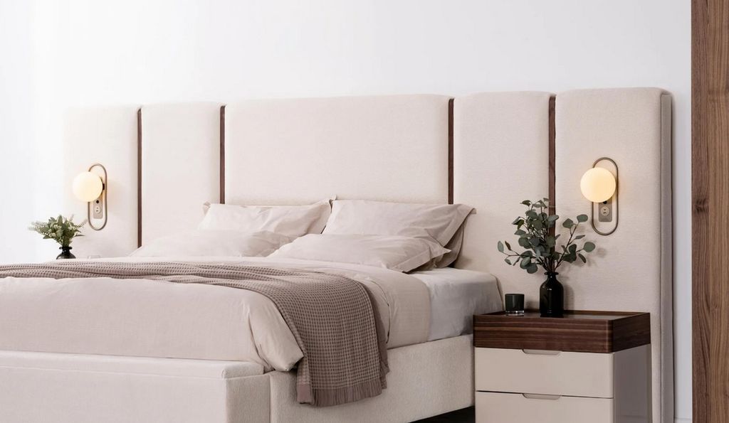 Komplett Schlafzimmer Möbel Set Bett mit Bank 2x Nachttische 3tlg