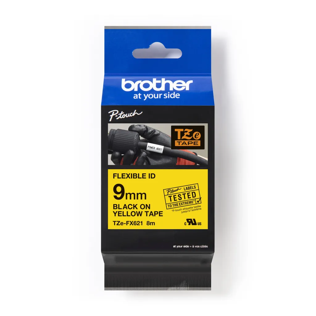 Nastro Brother TZe-FX621 9mm Nero su Giallo: Indispensabile per Rack