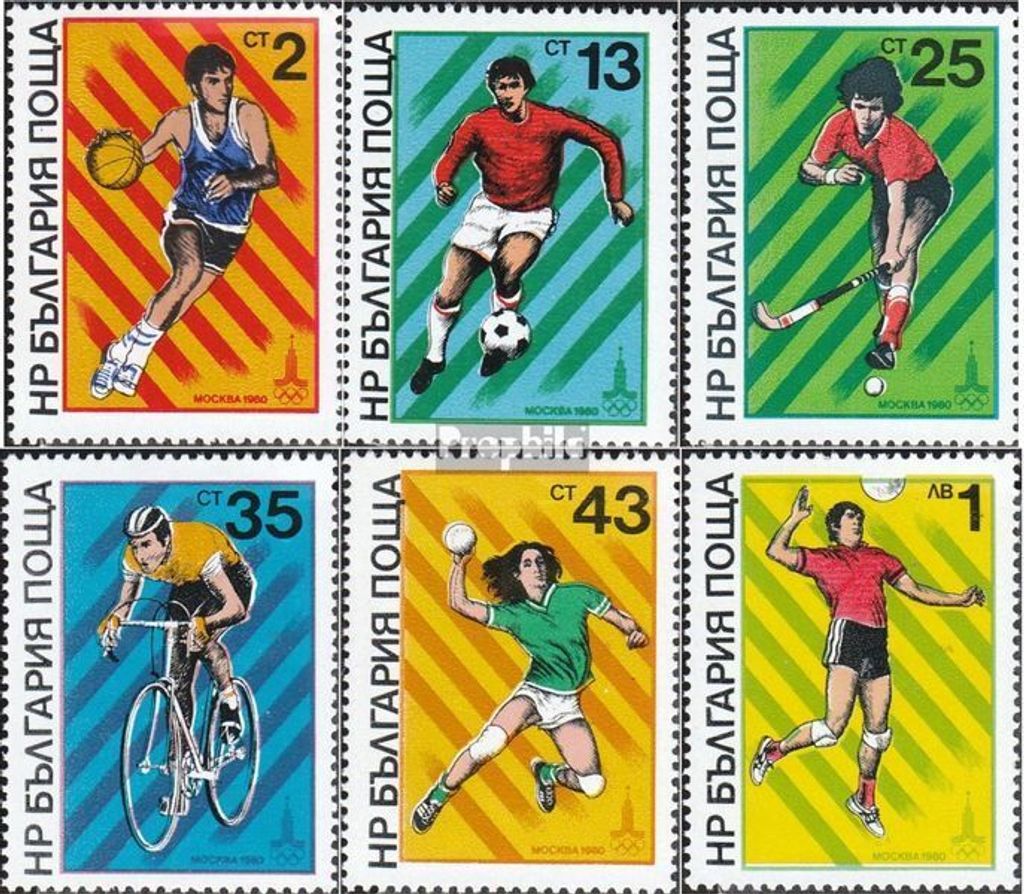 Briefmarken Bulgarien 1980 Mi 2877-2882 (kompl.Ausg.) postfrisch Olympische Sommerspiele, Moskau
