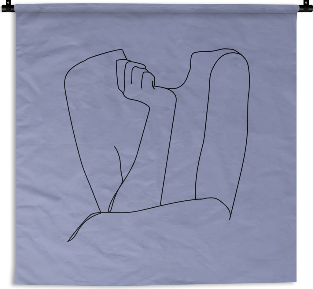 MuchoWow Wandteppich Wandbehang Linienkunst - Abstrakt - Frau 150x150 cm Tapisserie Dekoration Wandtuch - Wohnaccessoires - Modernes