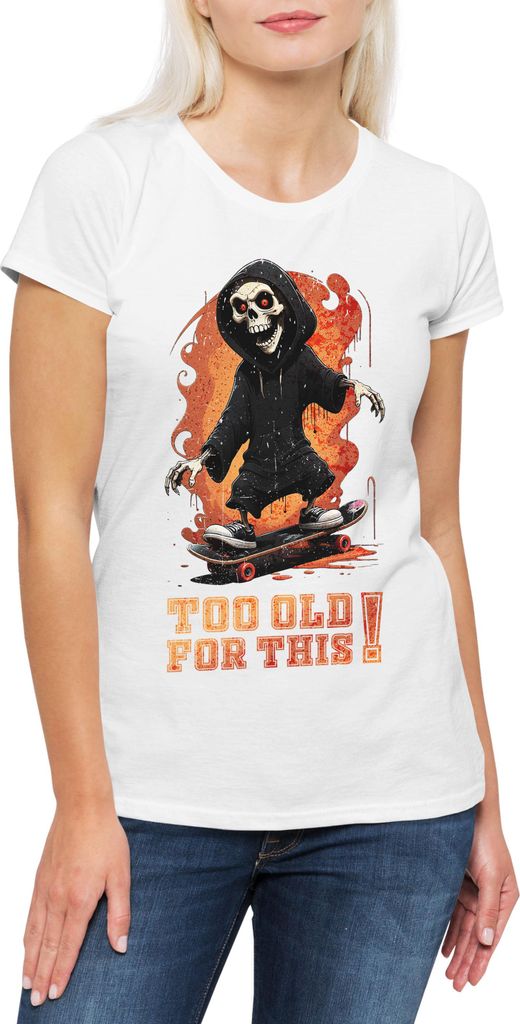 Urban Backwoods Old Skate Ripper, Damen T-Shirt, Farbe: Weiß, Größe: 3XL