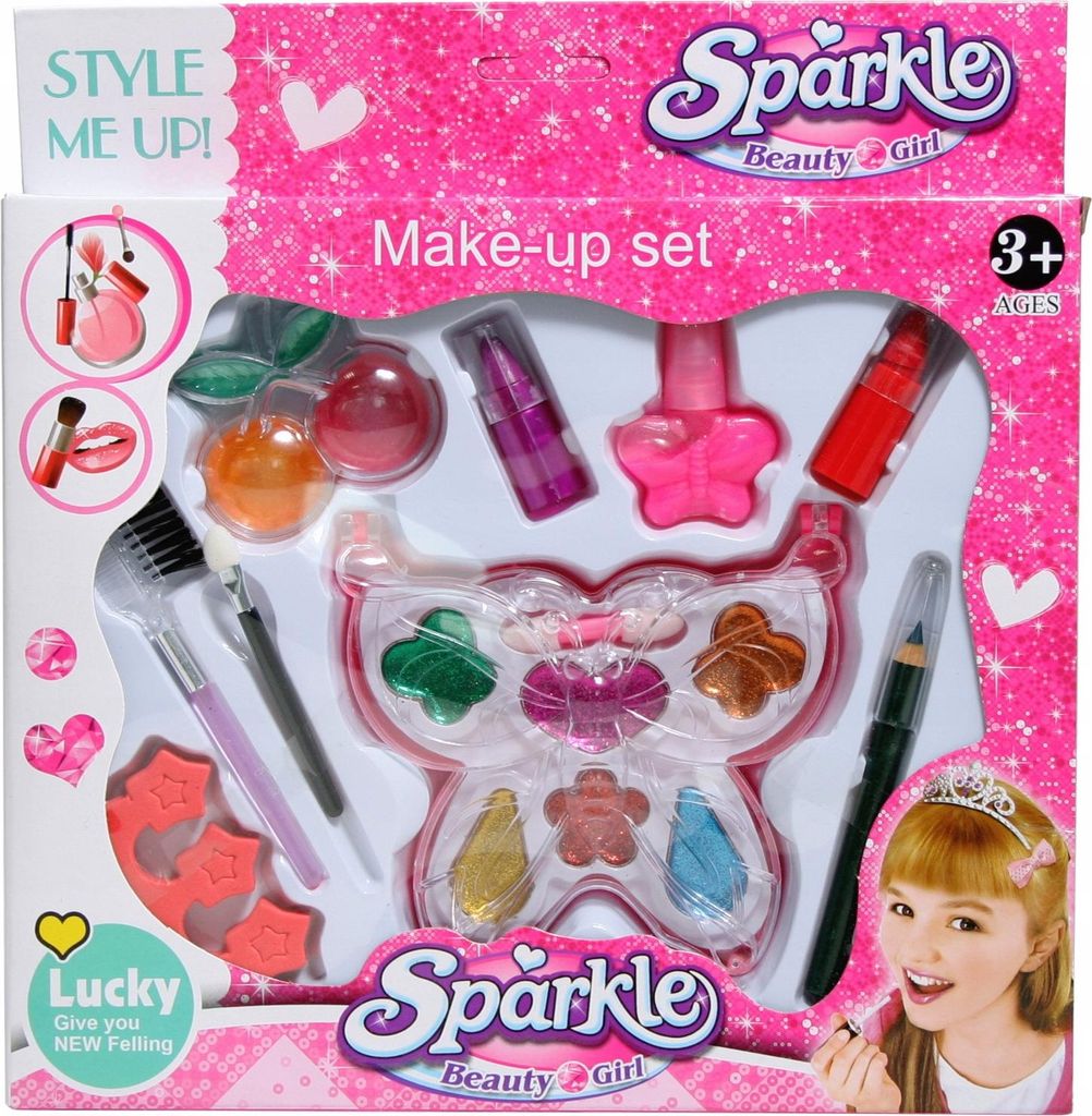 Kinder Schminkset Make-up Palette - Lidschatten & Lippenstift - Kreatives Spielzeug für Mädchen