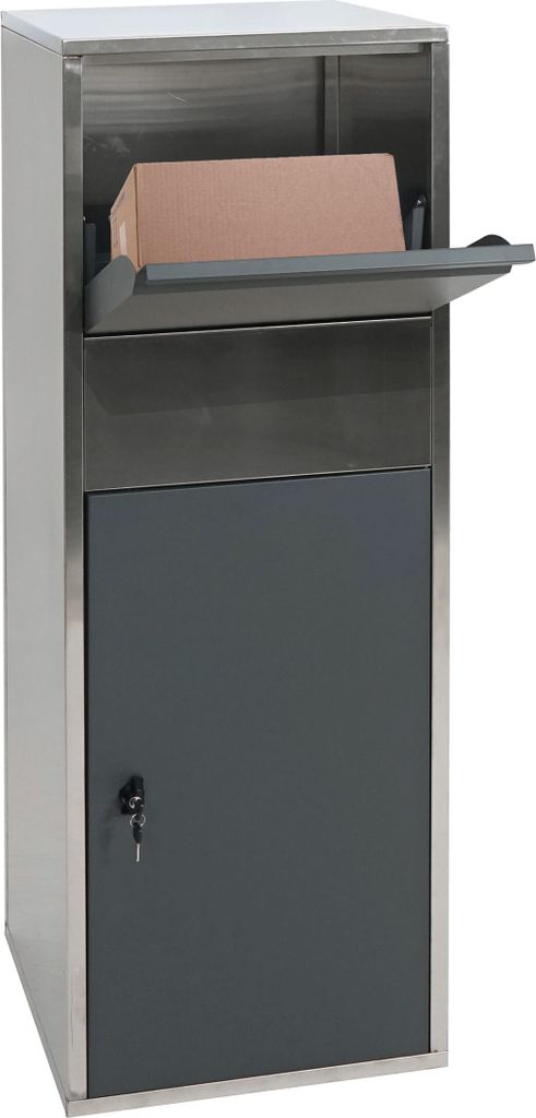 Paketkasten MCW-G80, Paketbox Standbriefkasten Paketbriefkasten Größe XL Edelstahl anthrazit