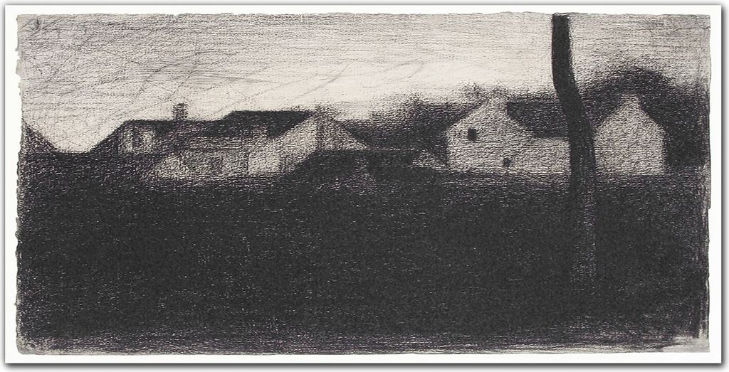 Coloray Bild aus Leinwand 140x70 Leinwand Dekoration - Georges Seurat Landschaft Häuser