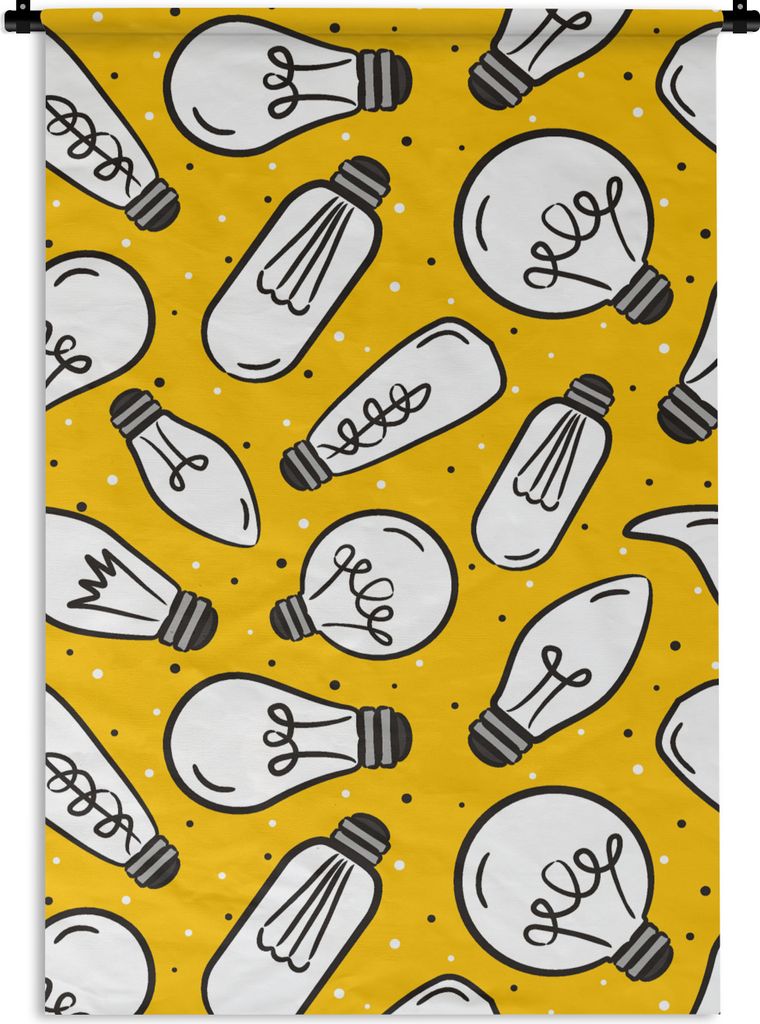 MuchoWow Wandteppich Wandbehang Cartoon - Lampen - Muster 90x135 cm Tapisserie Dekoration Wandtuch - Baumwolle - Wandskulptur