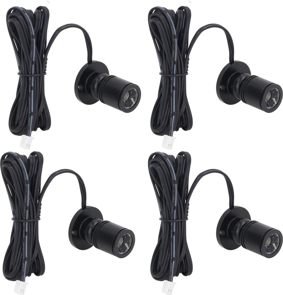 4pcs LED Display Spot Lights 5V Dimmbar USB Mini Spotlight für Schmuck Vitrine Veranda Eingang Schwarz Natürliches Licht
