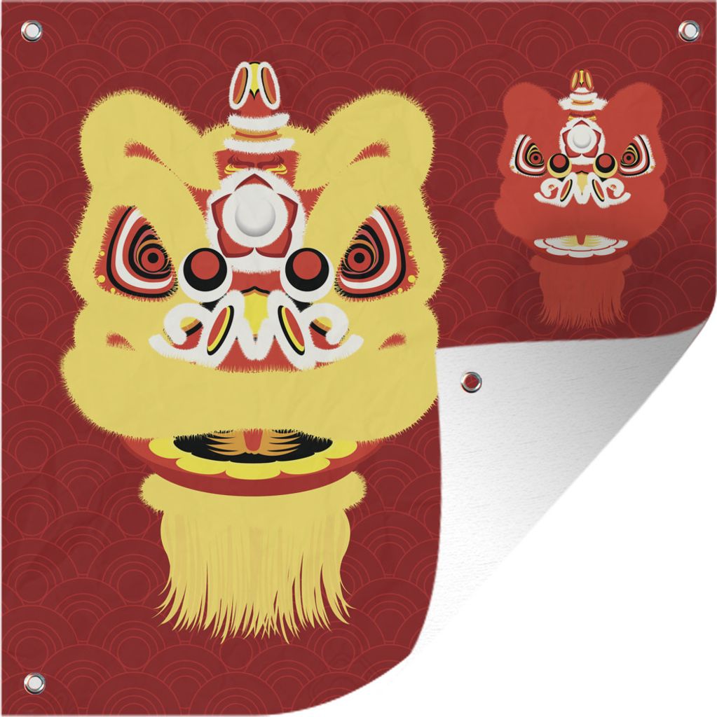 MuchoWow 50x50 cm Outdoor-Poster Gartendeko Sichtschutz Garten Poster für den Garten Eine Illustration eines Drachens zum chinesischen Neujahrsfest