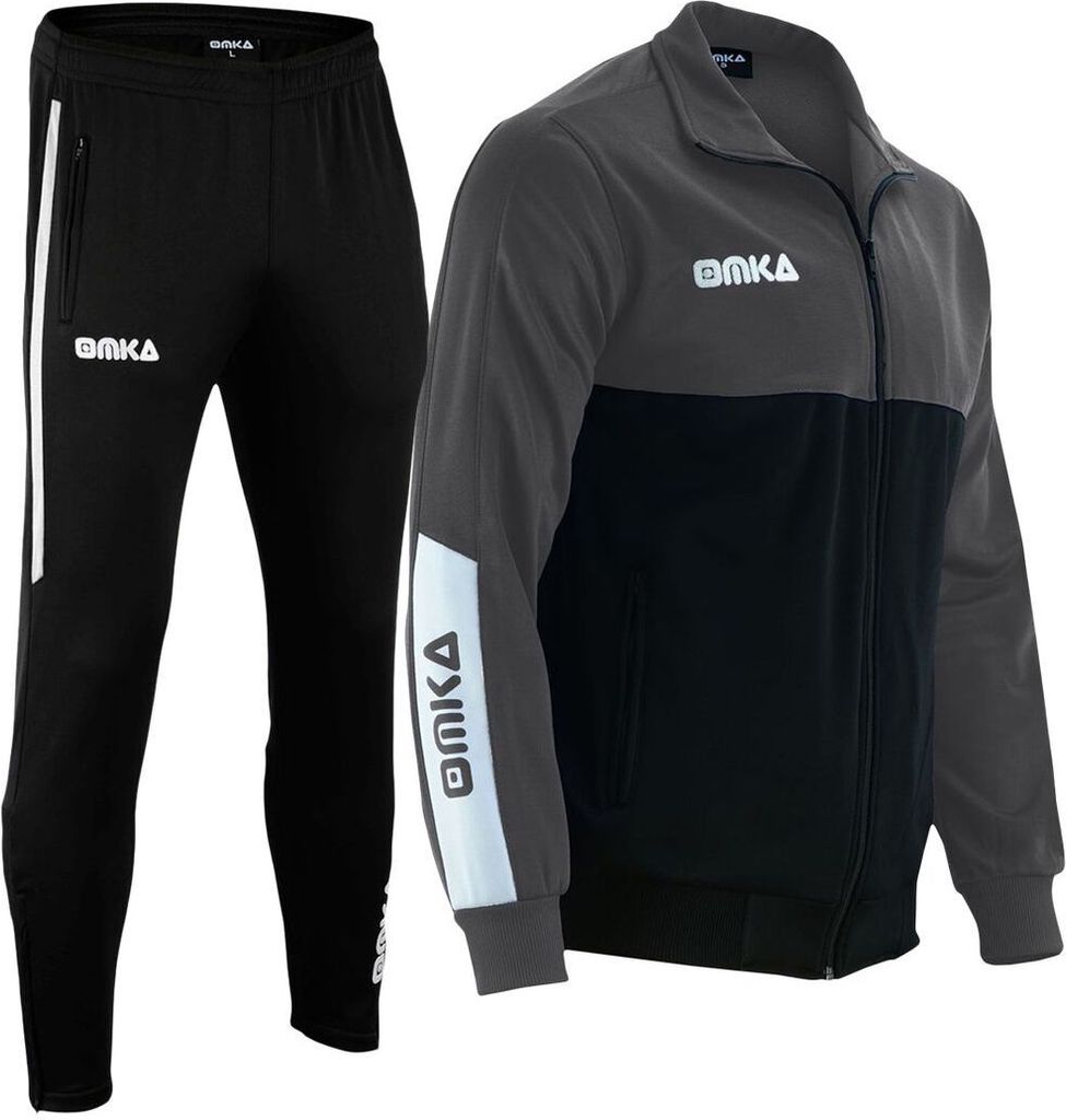 OMKA Trainingsanzug Sportanzug Jogginganzug Freizeitanzug, Größe:56/2XL, Farbe:Grau