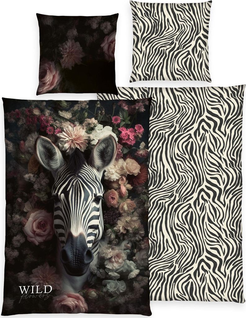 Herding Wendebettwäsche Wild Flowers" bunt 1x 135x200 cm + 1x 80x80 cm"