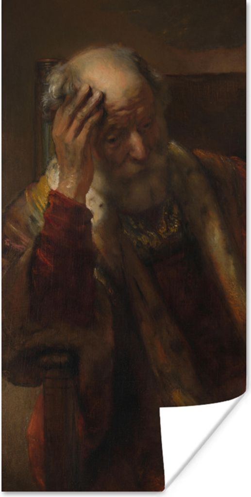 MuchoWow Poster Alter Mann in einer Bankette - Gemälde von Rembrandt van Rijn 40x80 cm - Dekoration