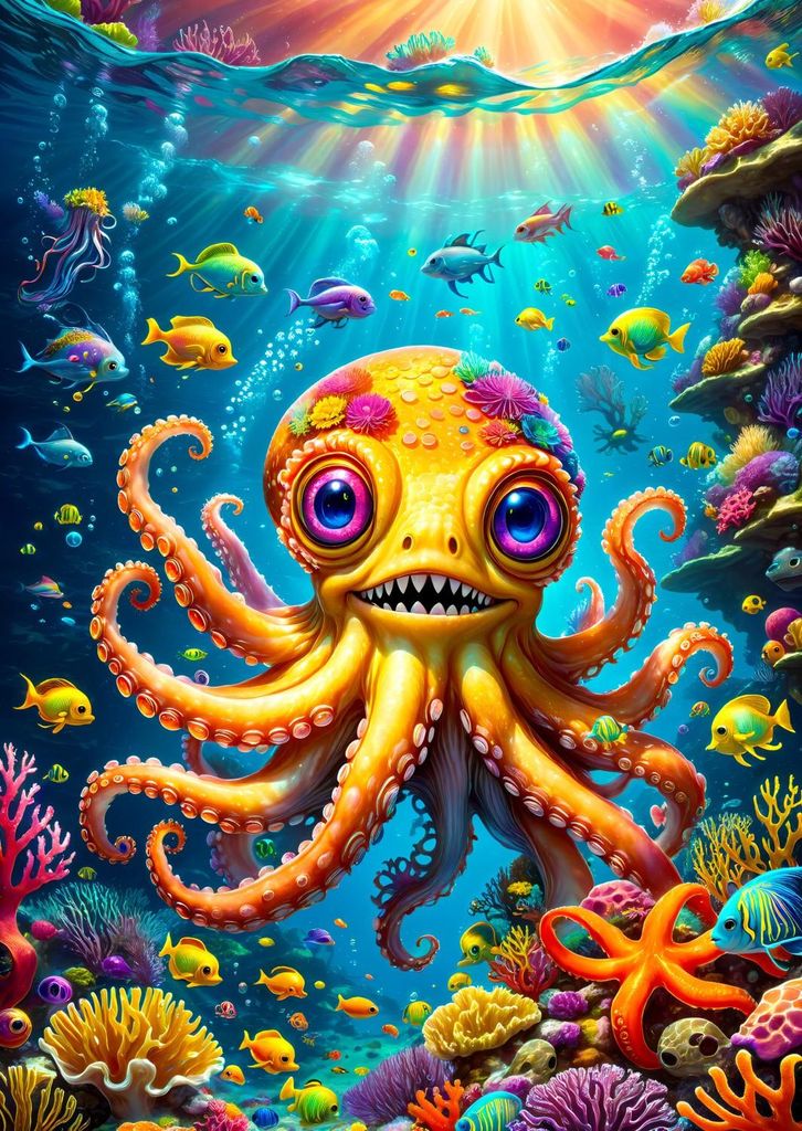Enjoy Puzzle Puzzle Cute Octopus - 1000 Teile farbenfroßer Produktbild 