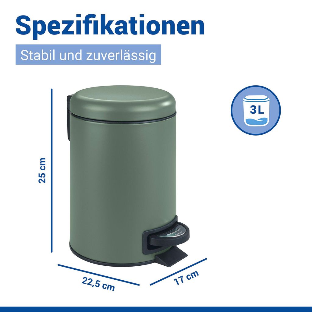 WENKO Mülleimer 3L Abfall Tret Eimer Kosmetik Müll Eimer