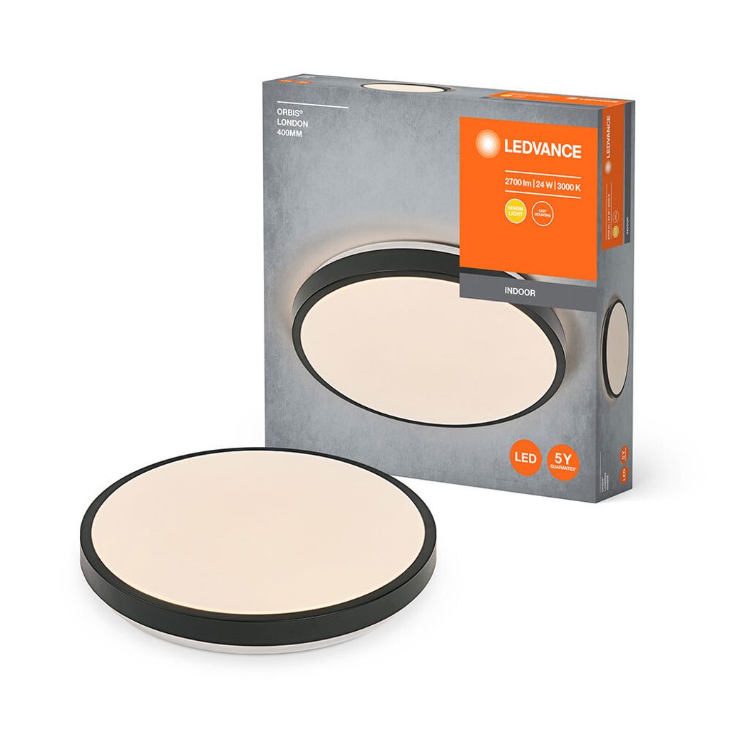 Ledvance LED Wand- & Deckenleuchte Orbis London Schwarz Ø39,5cm 24W 2700lm warmweiß 3000K 120°