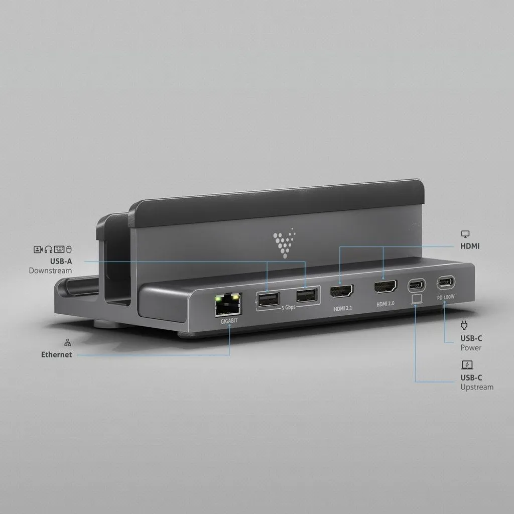 Docking Stand Vuelogic DS100 support réglable avec Hub USB-C 4K HDMI