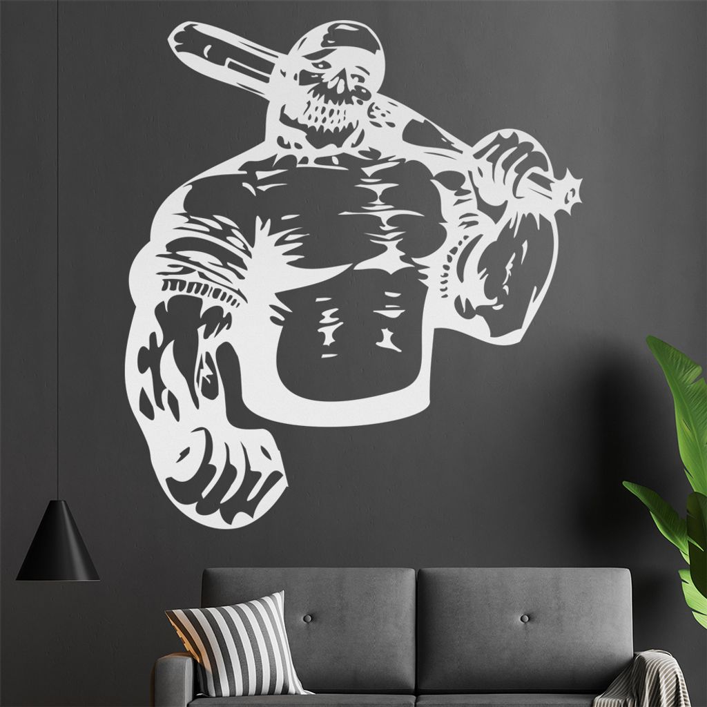 Baseball Untoter Wandtattoo in 6 Größen - Wandaufkleber Wall Sticker - Dekoration, Küche, Wohnzimmer, Schlafzimmer, Badezimmer