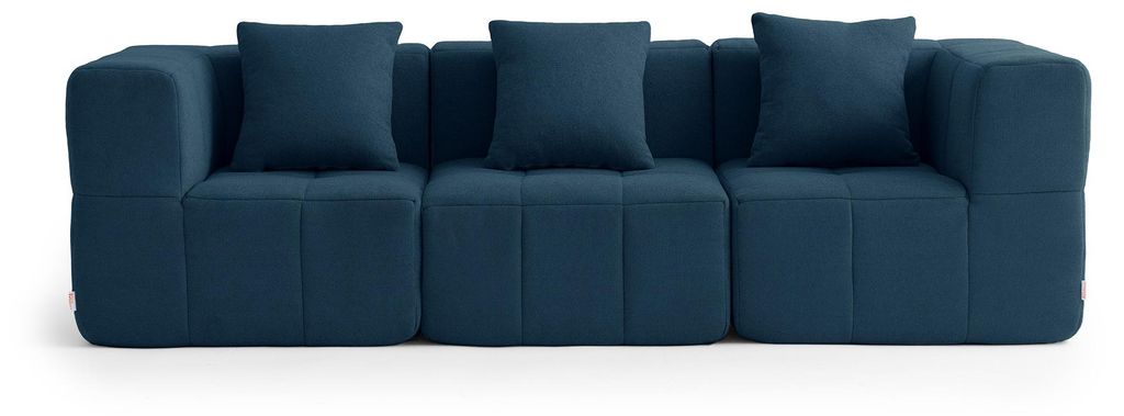 MILYSOFA SOFABULOUS 3-Sitzer-Modulsofa, geradlinig, aus feinem Schlingenstoff, tiefblau