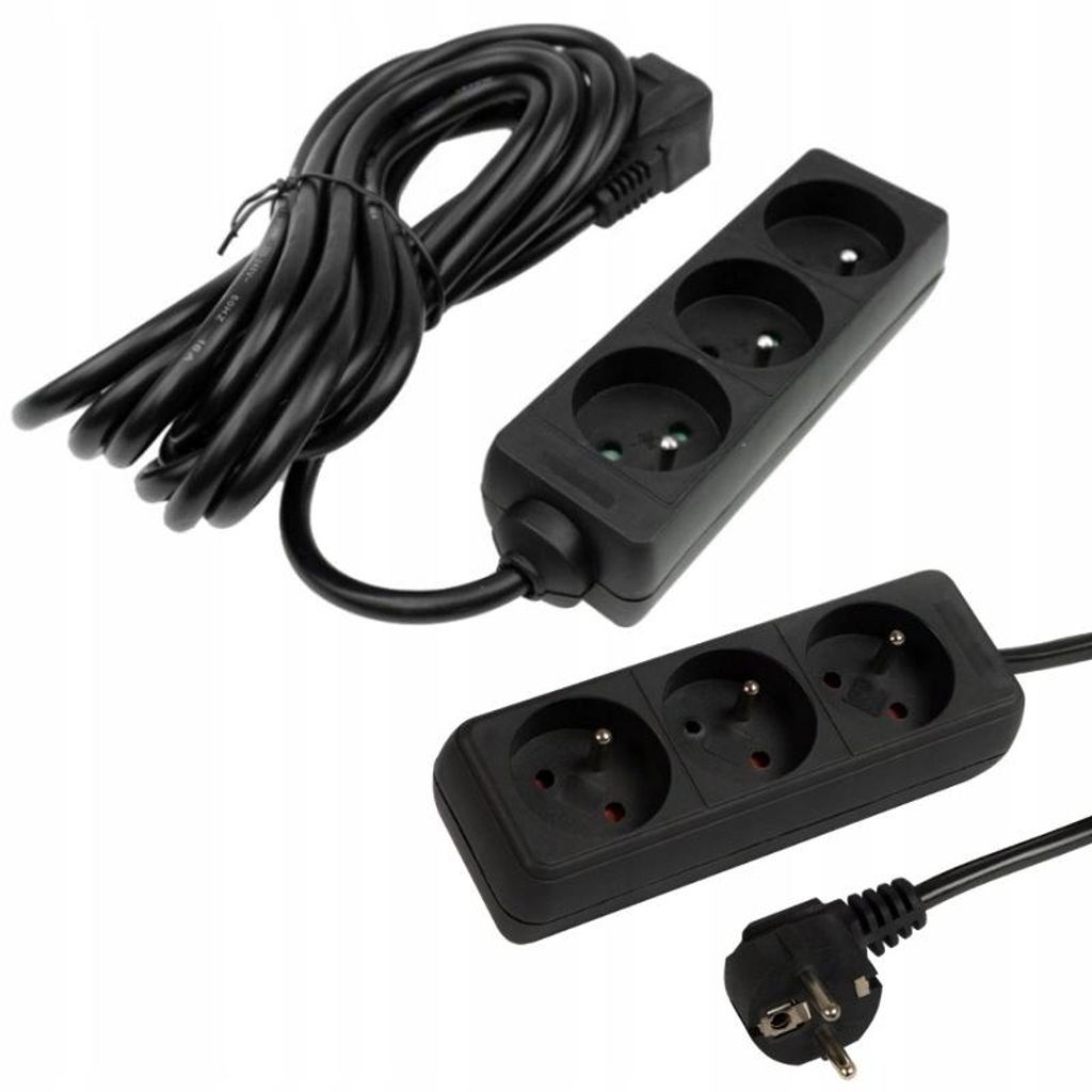Extensión de cable con regleta múltiple, triple enchufe, 5 Imagen del producto 