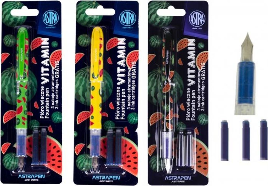 Nachfllbarer Tintenschreiber AstraPen Vitamin + 3 Stck Nachfllpackungen, Farbmix, Blister, 203120002