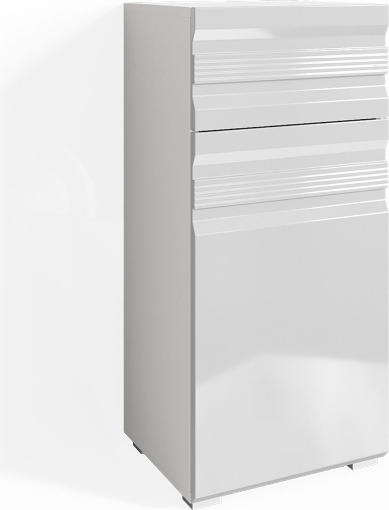 Vicco Midischrank Freddy, 36 x 79 cm, Weiß Hochglanz Produktbild 