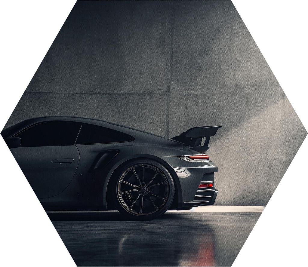 DEQORI Fototapete Sechseck 55x47,6 cm 'Beton und Benzin' Wand Tapete Leinwand Sticker