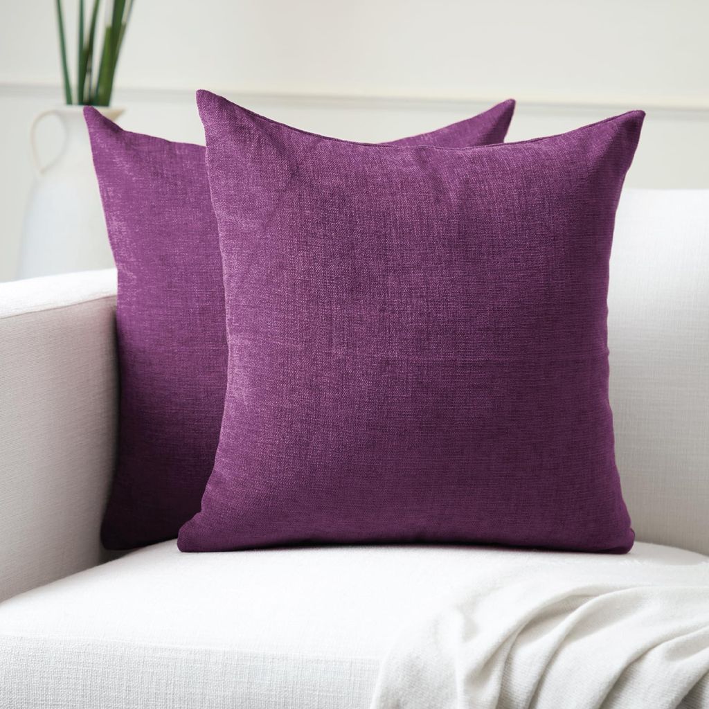 2er-Set Kissenbezüge | Lila (40 x 40 cm) | Dekorative quadratische Kissenbezüge für Sofa und Couch