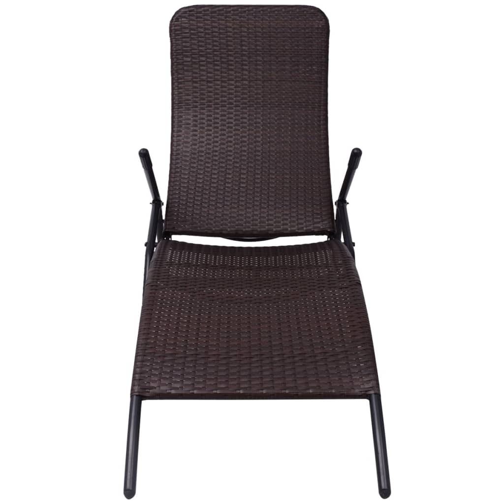 vidaXL Sonnenliege Klappbar Poly Rattan Brown Produktbild 