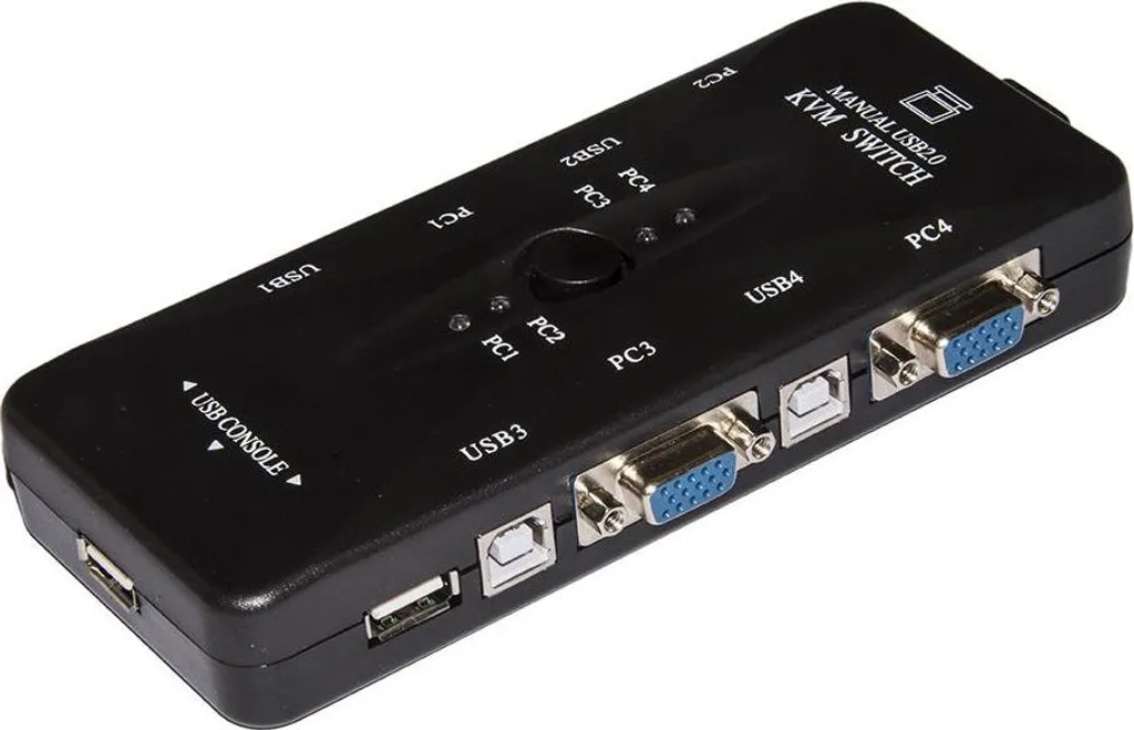 Switch KVM Link Accessori LKKWM4 Noir pour Piloter 4 PC avec 1 Écran