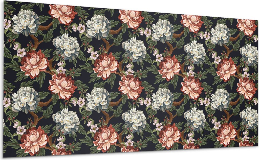 Blumenmuster Auf Dem Hintergrund – Selbstklebende Fliesen – Wandverkleidung – Wandpaneel – PVC Fliesen – Vinylflisen – PCV Flisen – S...
