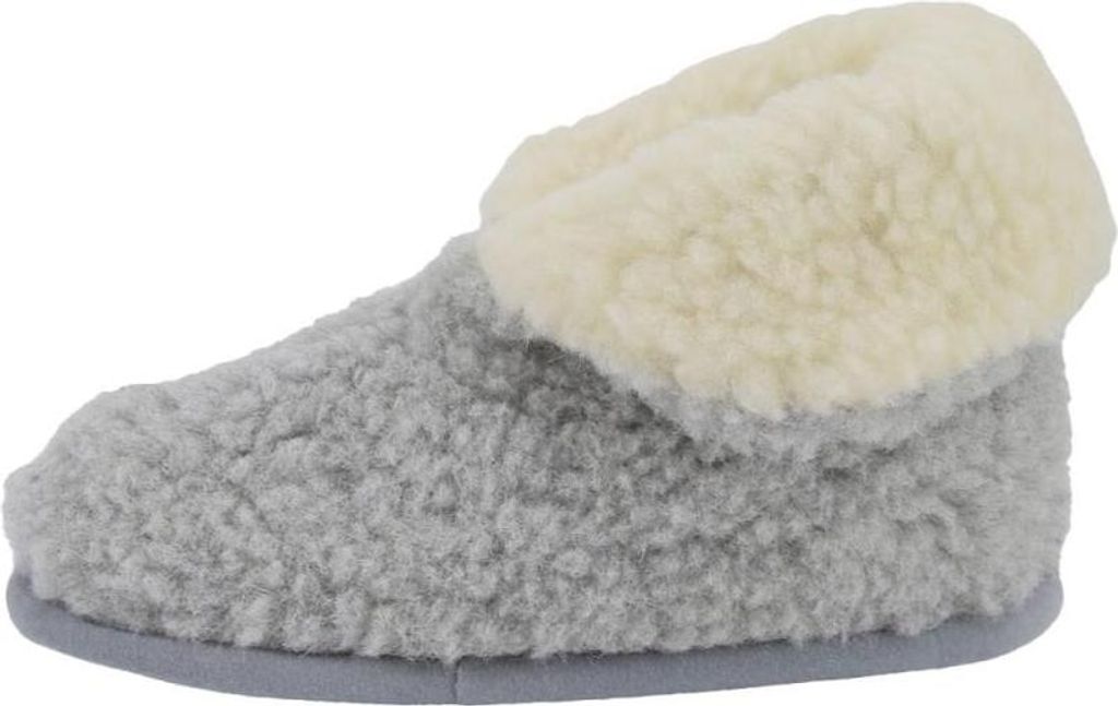 Hausschuhe aus Wolle - COLLAR - Farbe: Grau/Weiß | Schuhgröße: EUR 45/46