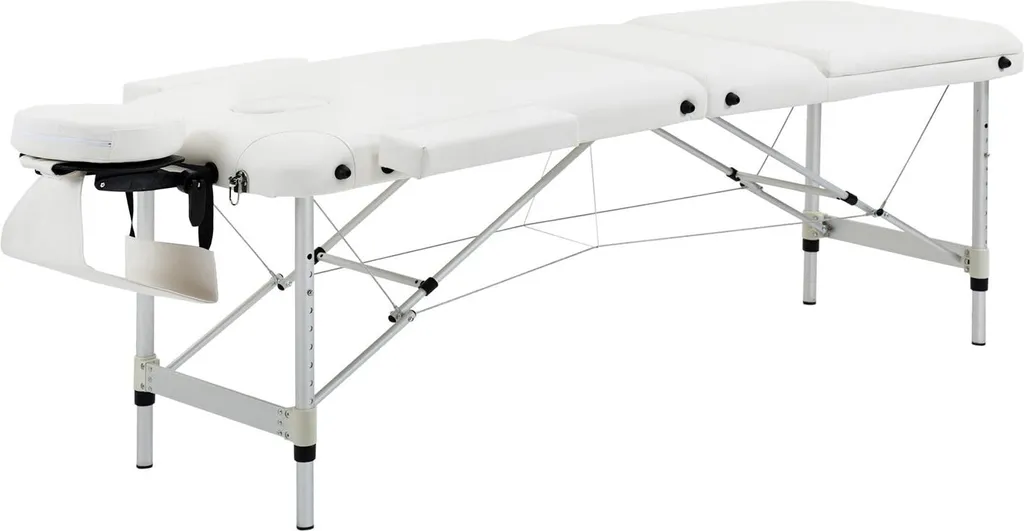 Lit de massage portable blanc pour esthétique et spa châssis aluminium